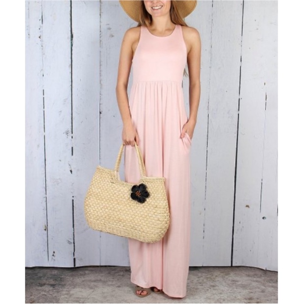 Bellamie Peachy Pink Soft Sleeveless Maxi Dress